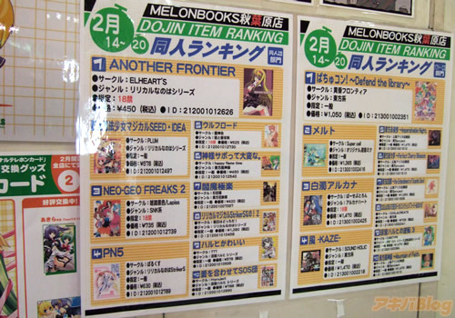 メロンブックス秋葉原店の同人誌ランキング